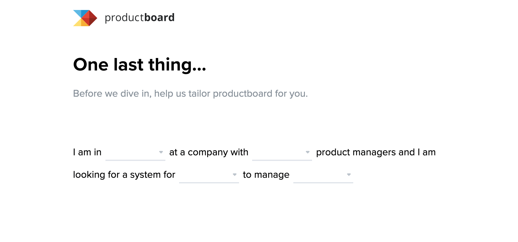 Productboard's welcome survey