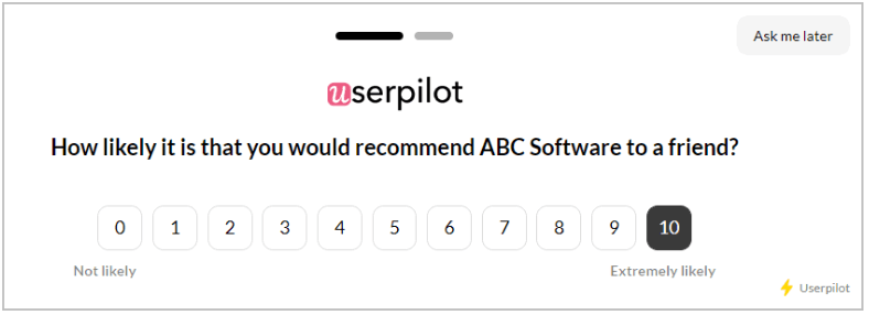 NPS survey userpilot 