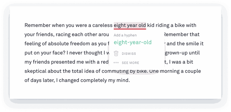 orientação na aplicação grammarly