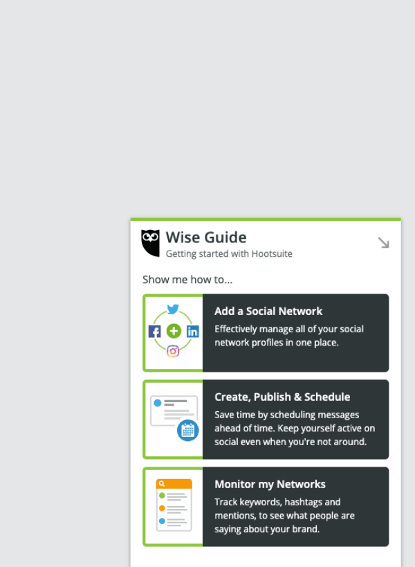 orientação in-app do hootsuite