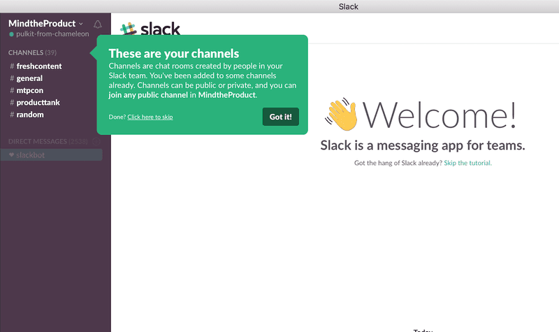 应用内的指导意见 Slack