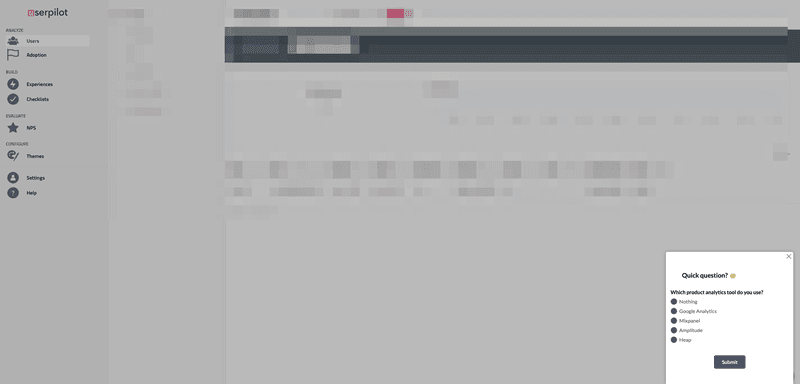 Userpilot's pop-up micro-survey feature