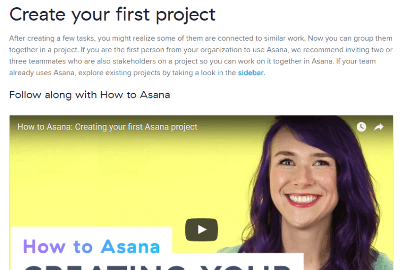 Asana onboards with video