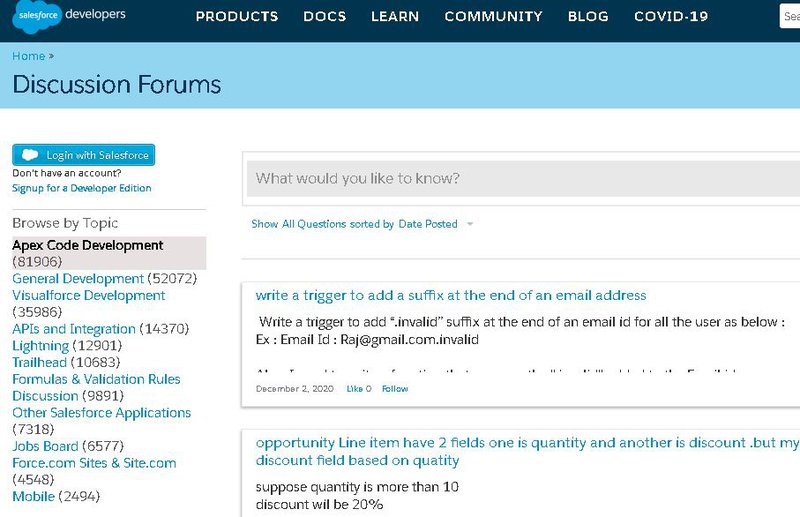Salesforce developer forum