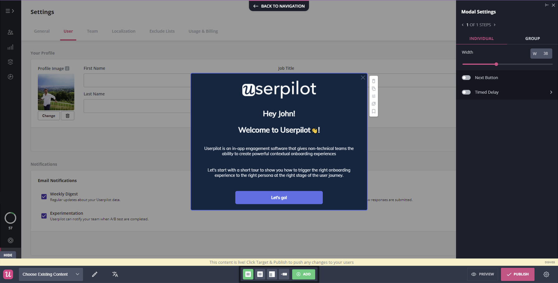 software per l'imbarco dell'utente (userpilot-onboarding)