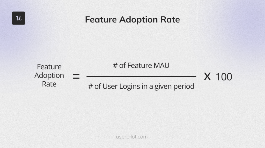 Formula to calculate feature adoption rate - user adoption metrics