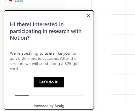 How Notion invites users to an interview