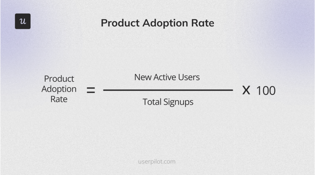 Formula to calculate product adoption rate.  - user adoption metrics