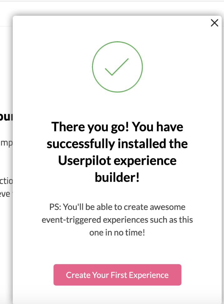 success message after installing Userpilot's chrome extension