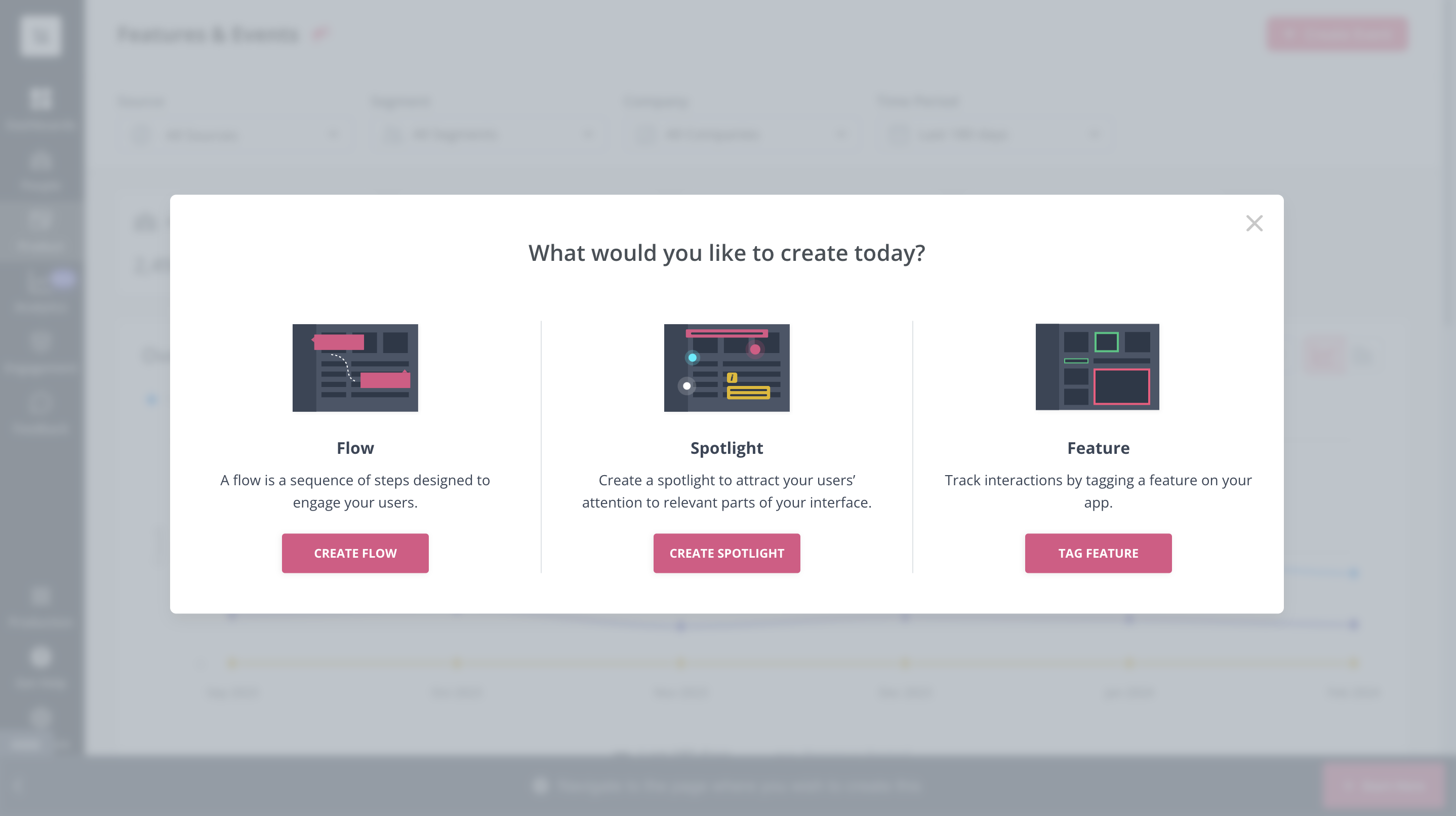 Build a flow, spotlight, or tag a feature with Userpilot.