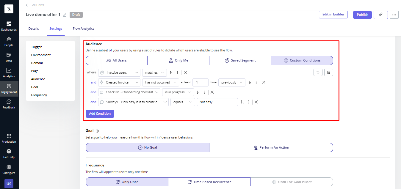 Audience flow settings in Userpilot