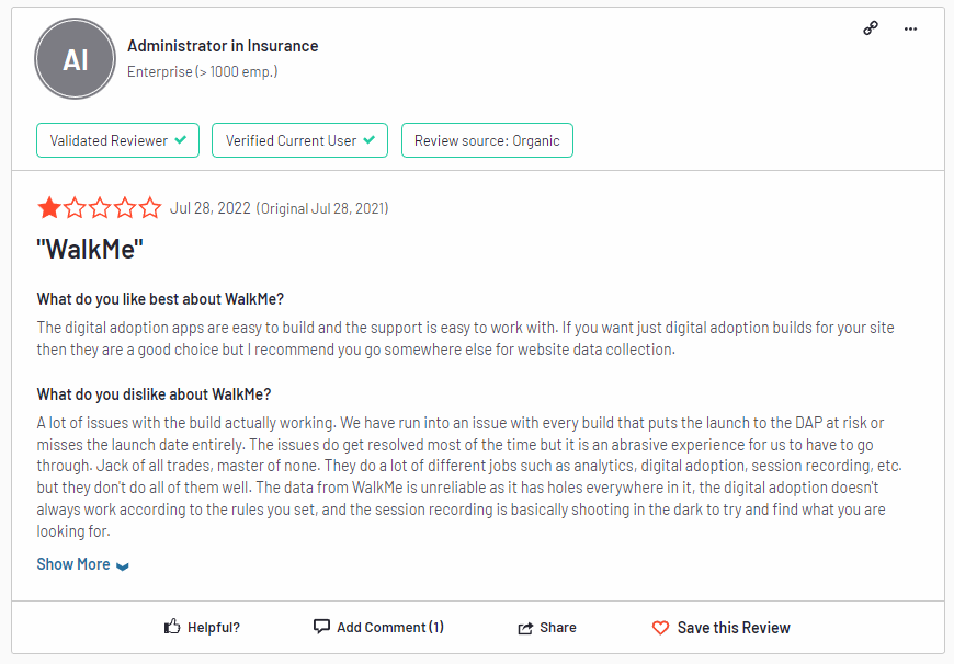 Walkme user review