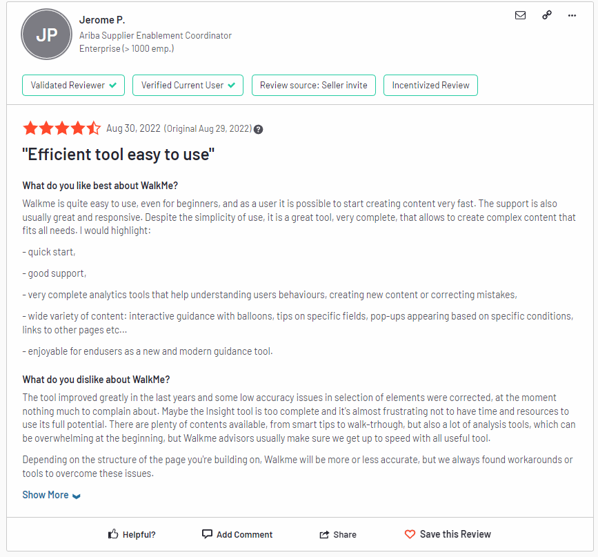 Walkme user review