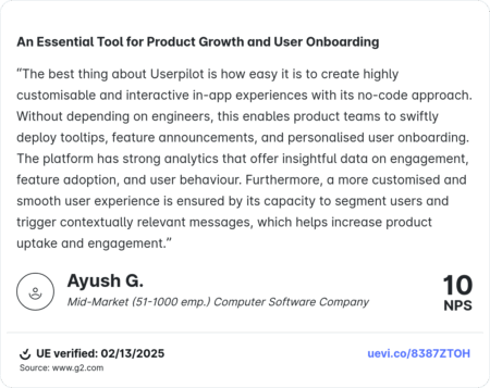 userpilot in app messaging testimonial