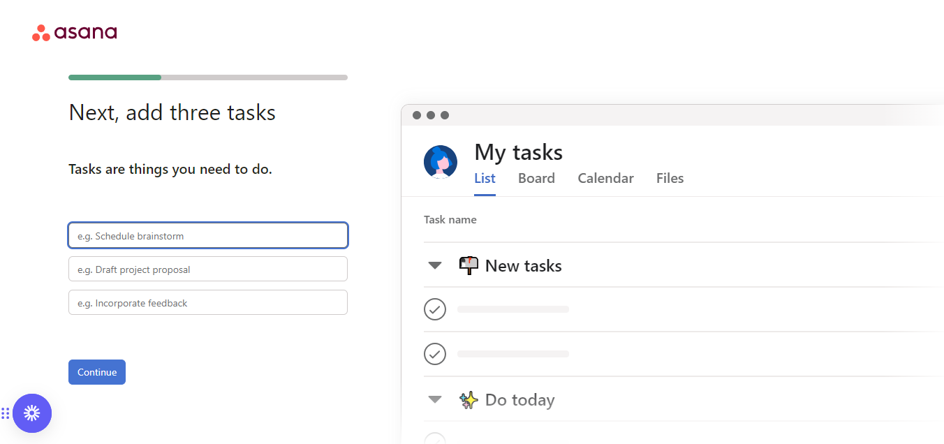 Asana interactive walkthrough: Adding tasks 