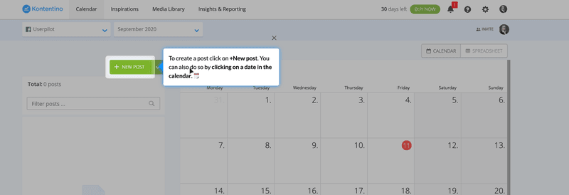 Kontentino tooltip for scheduling a post