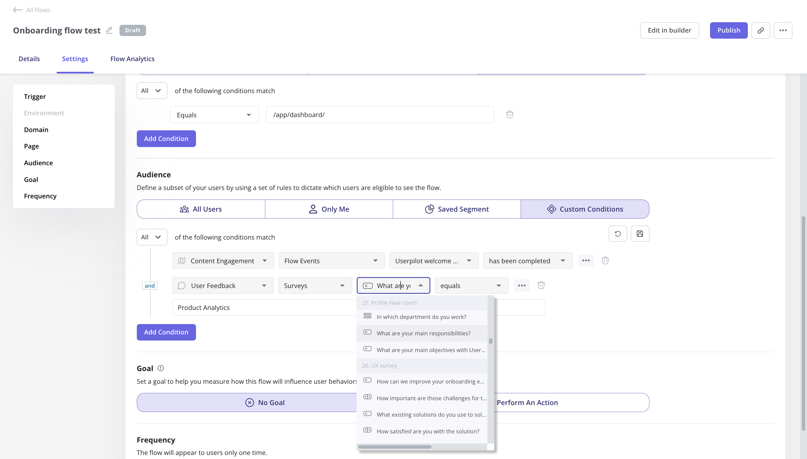 Onboarding flow settings in Userpilot