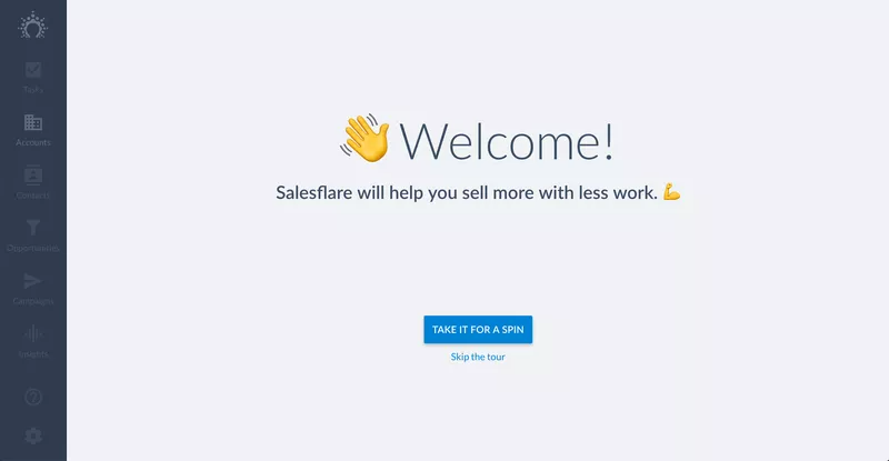 Salesflare welcome screen 