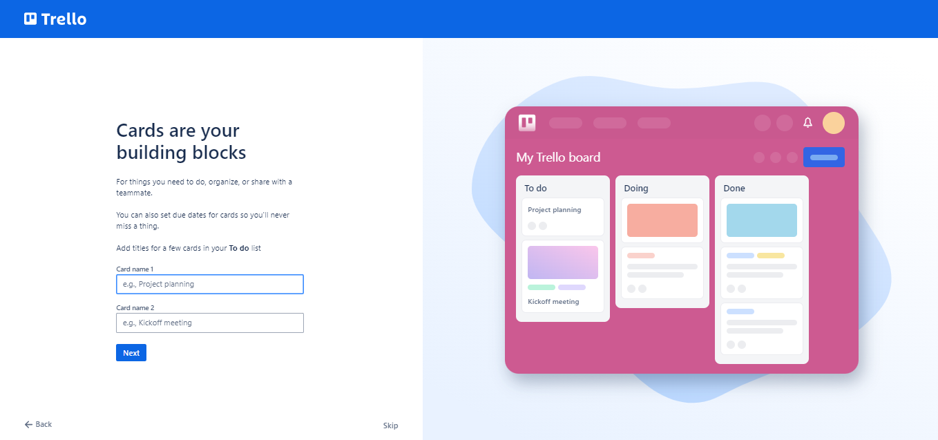 Trello interactive walkthrough: Naming cards 