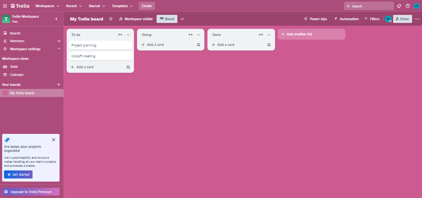 Trello interactive walkthrough: Board