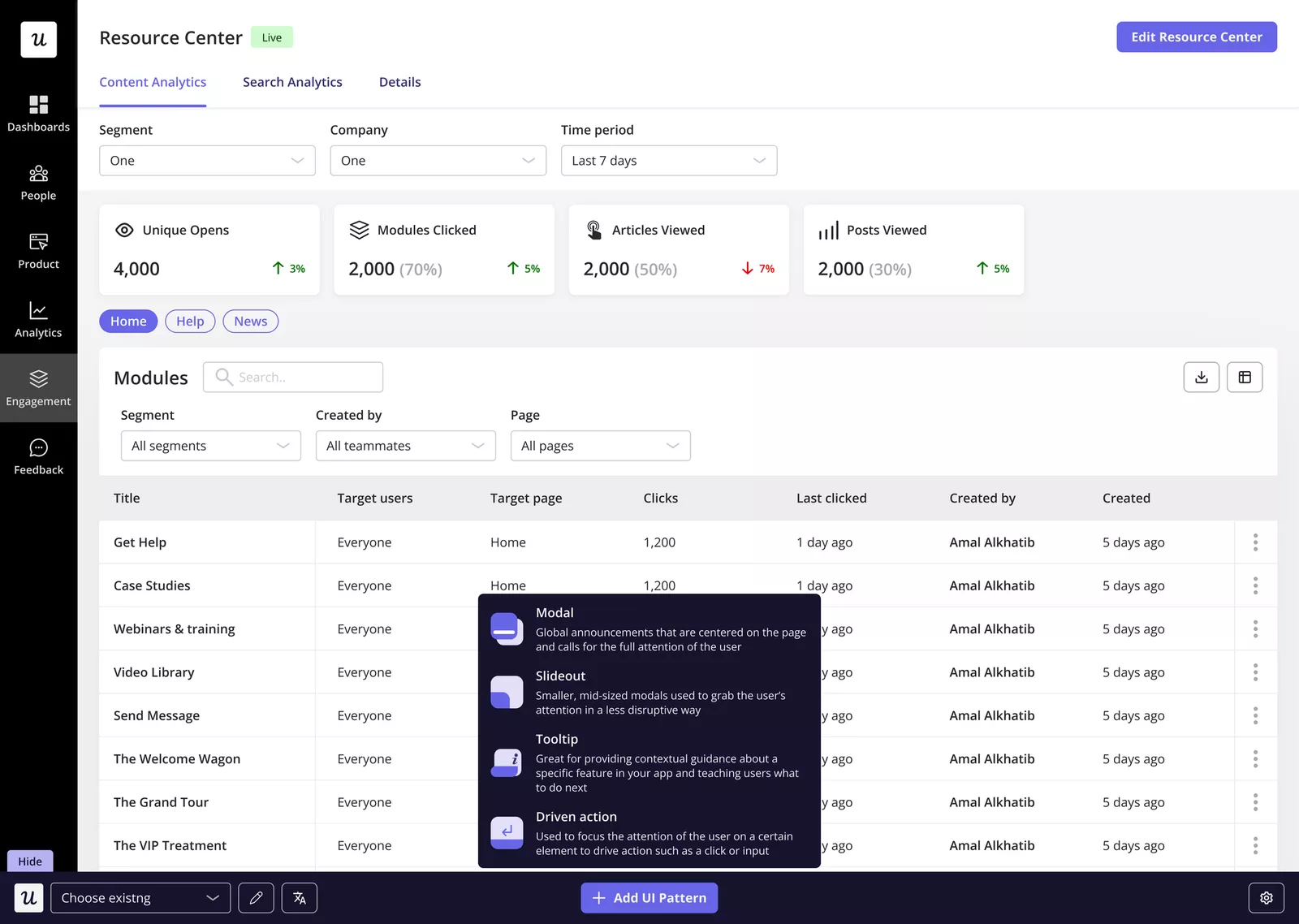 Userpilot's no-code flow builder.