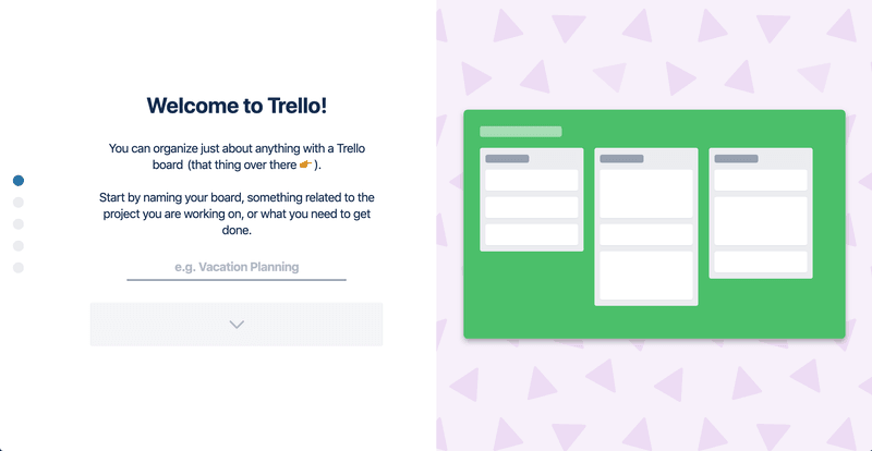 in app guidance example from trello with an interactive walkthrough