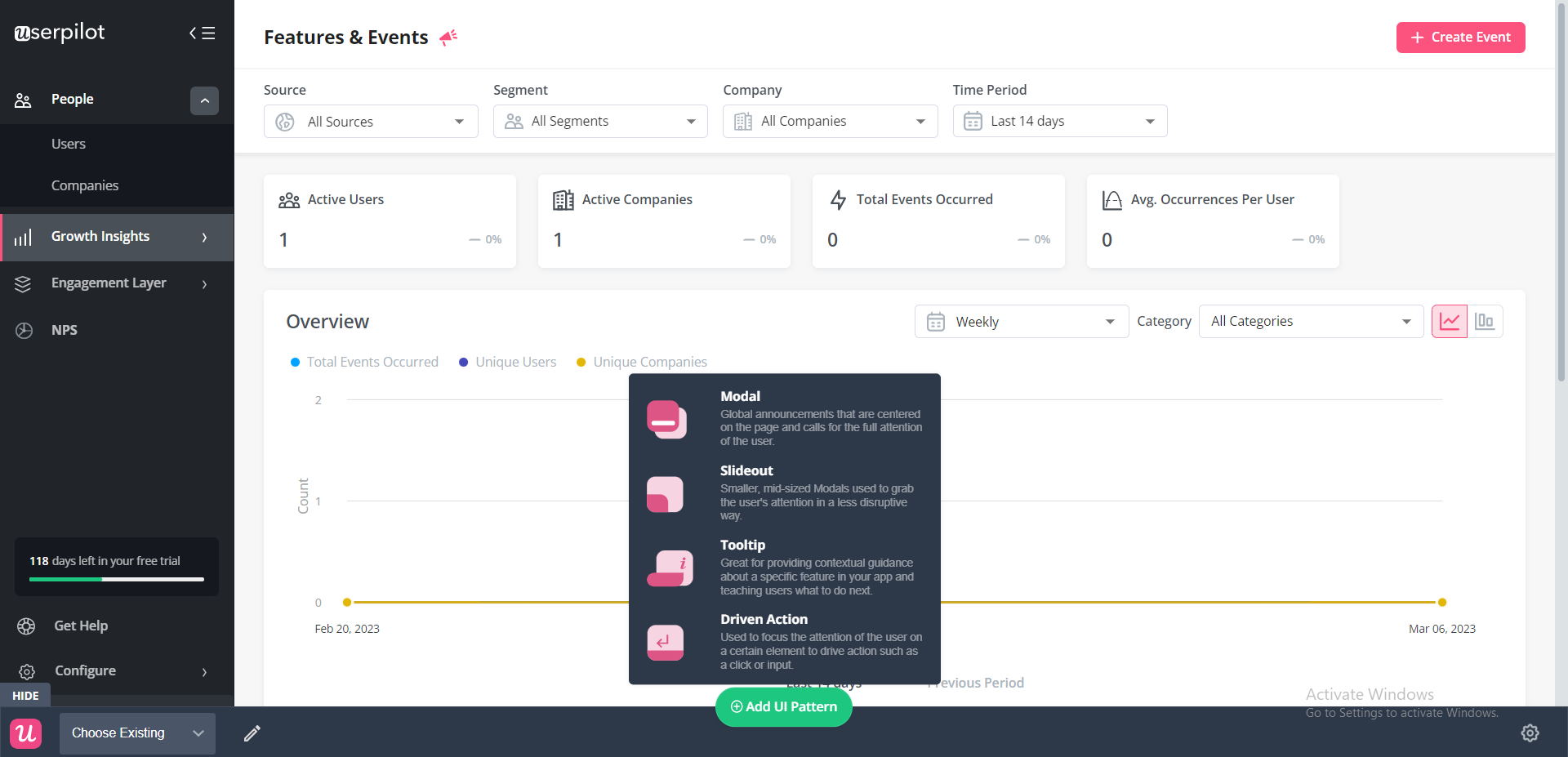 Userpilot dashboard