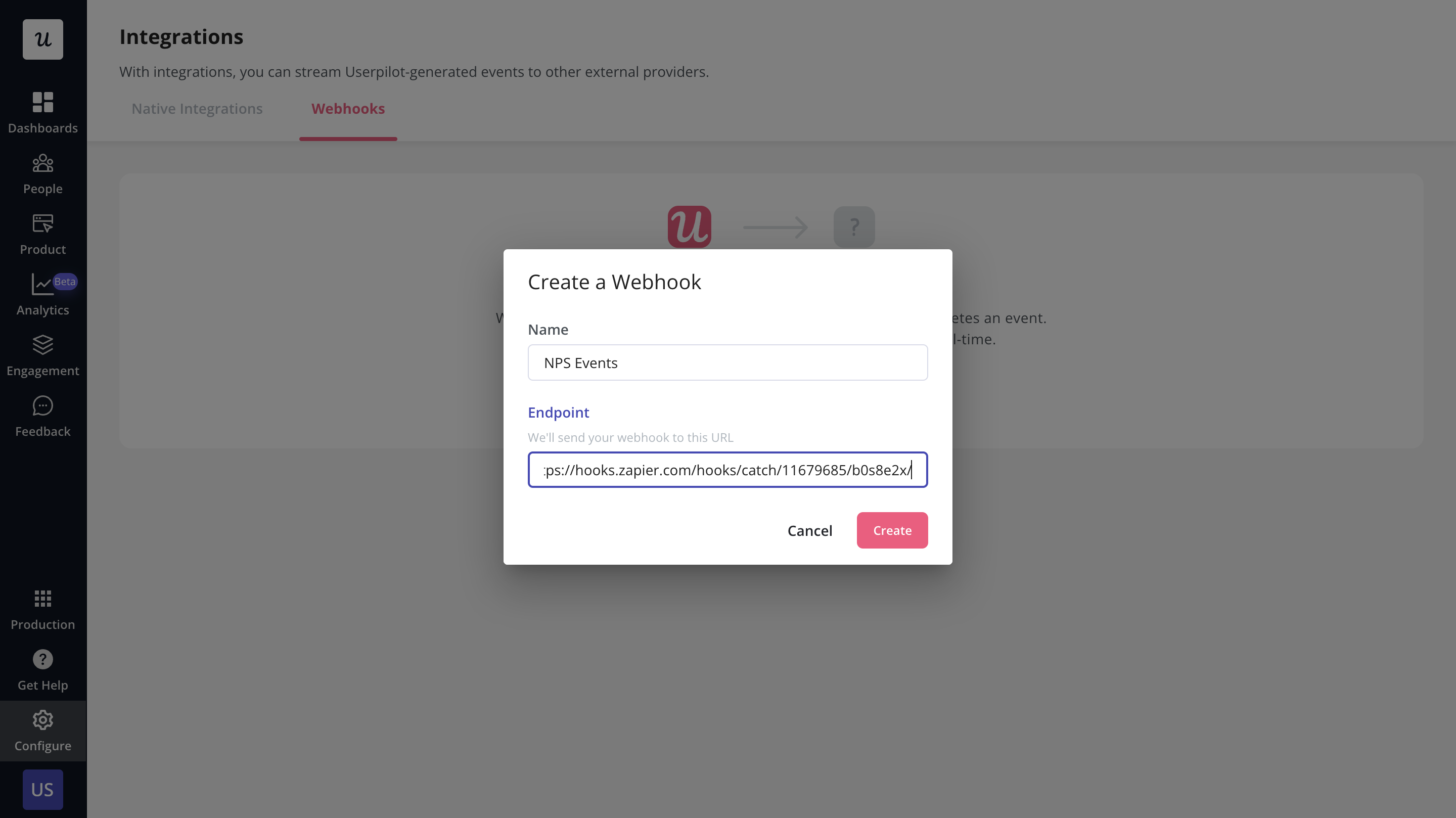 Creating a Webhook in Userpilot