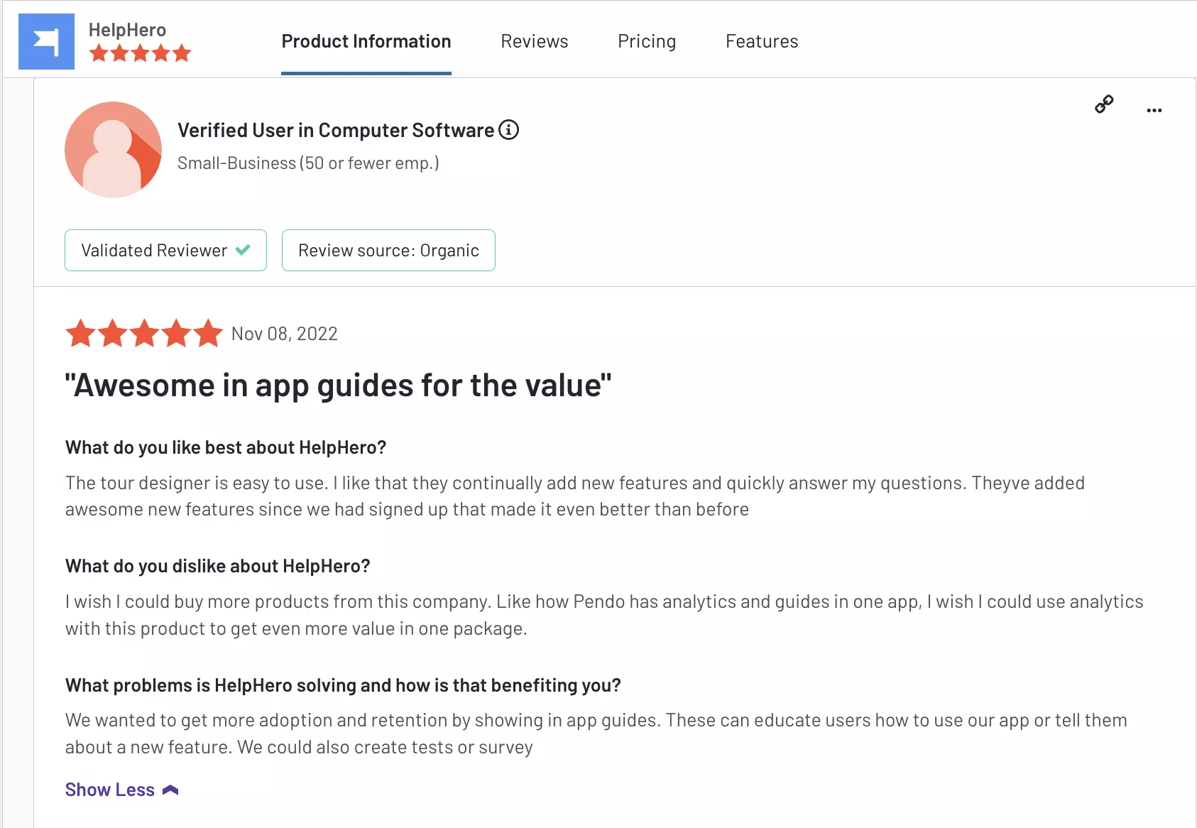 HelpHero good review