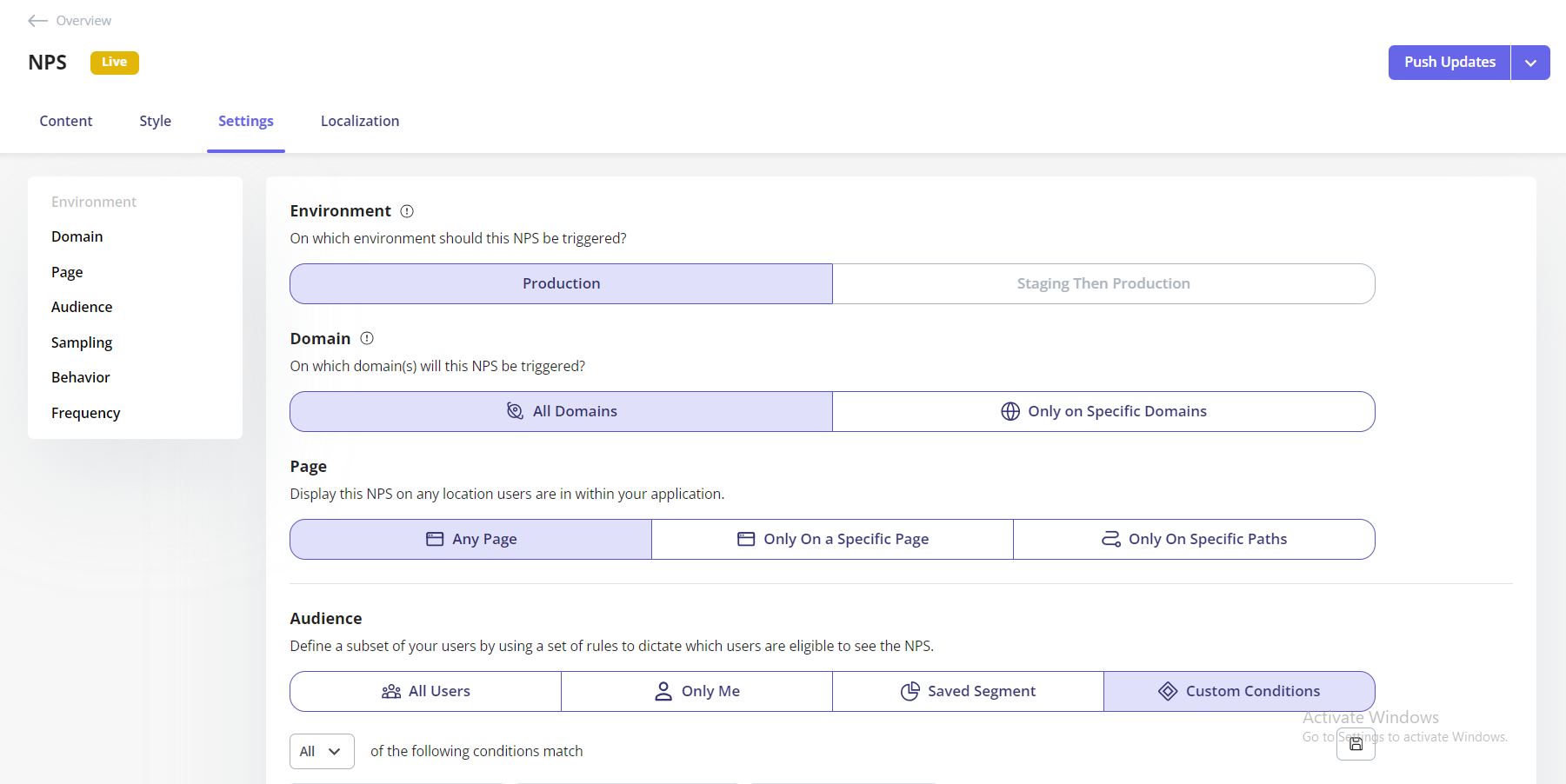 NPS targeting example