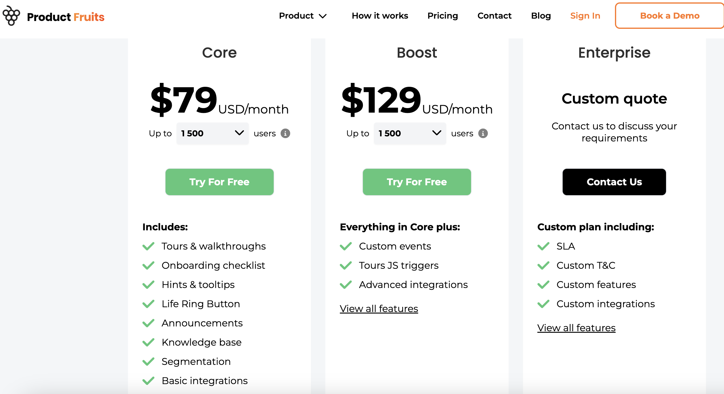 ProductFruits pricing