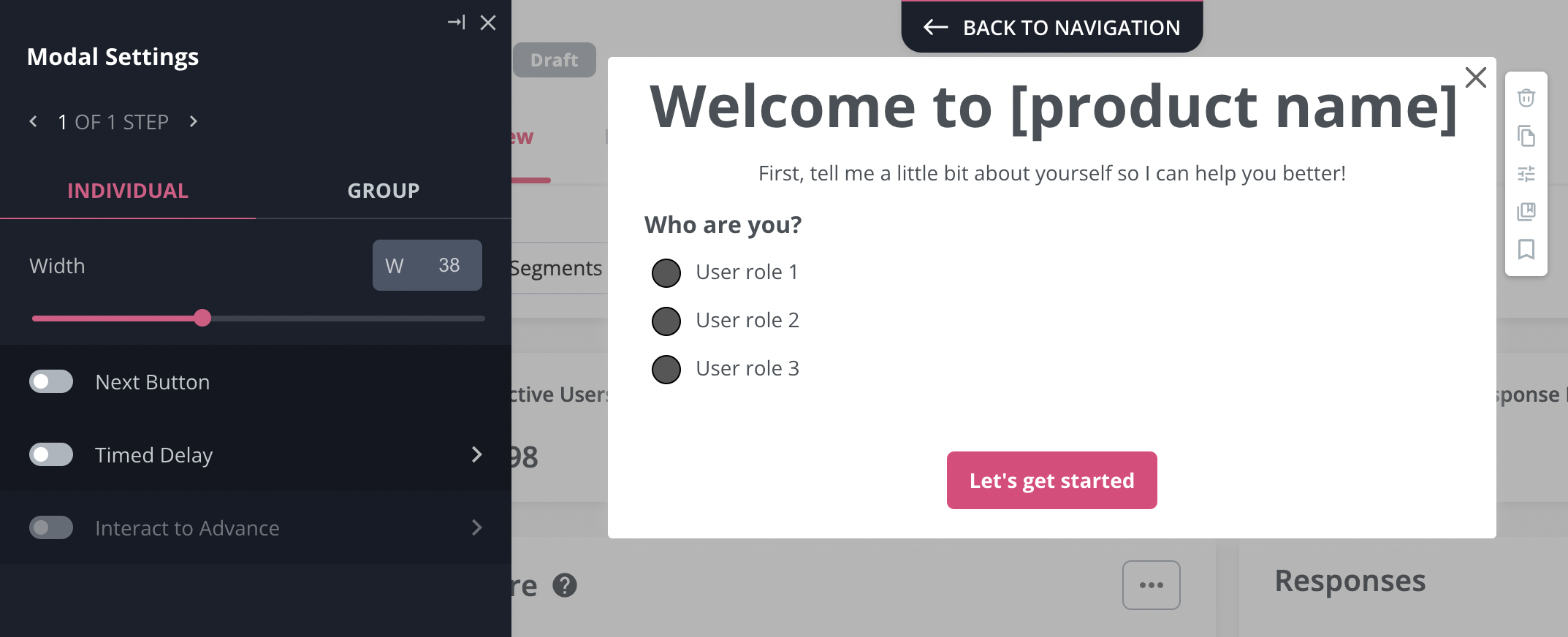 Welcome screen built with Userpilot