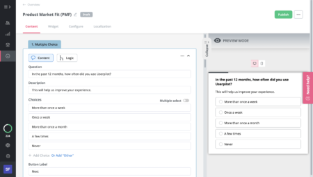 PMF survey in Userpilot