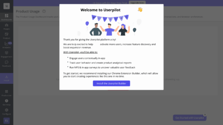 Welcome screen in Userpilot.