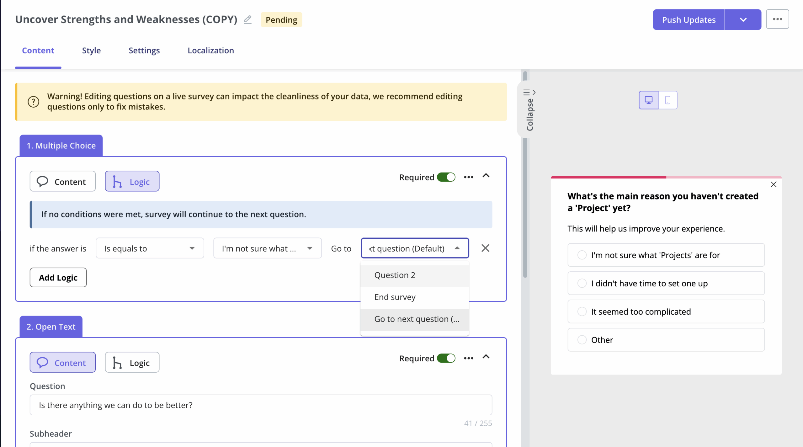 userpilot experience survey
