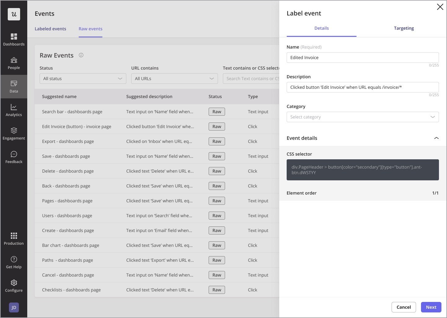 Autocapturing event data in Userpilot