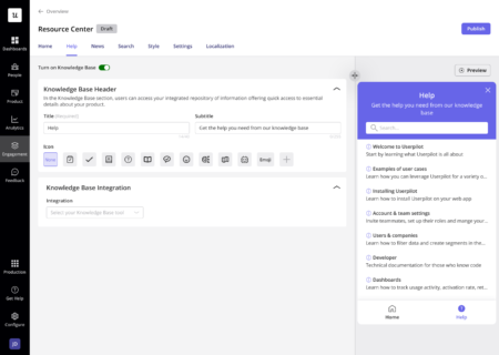 build Knowledge base using Userpilot