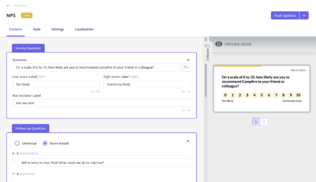 NPS survey builder in Userpilot