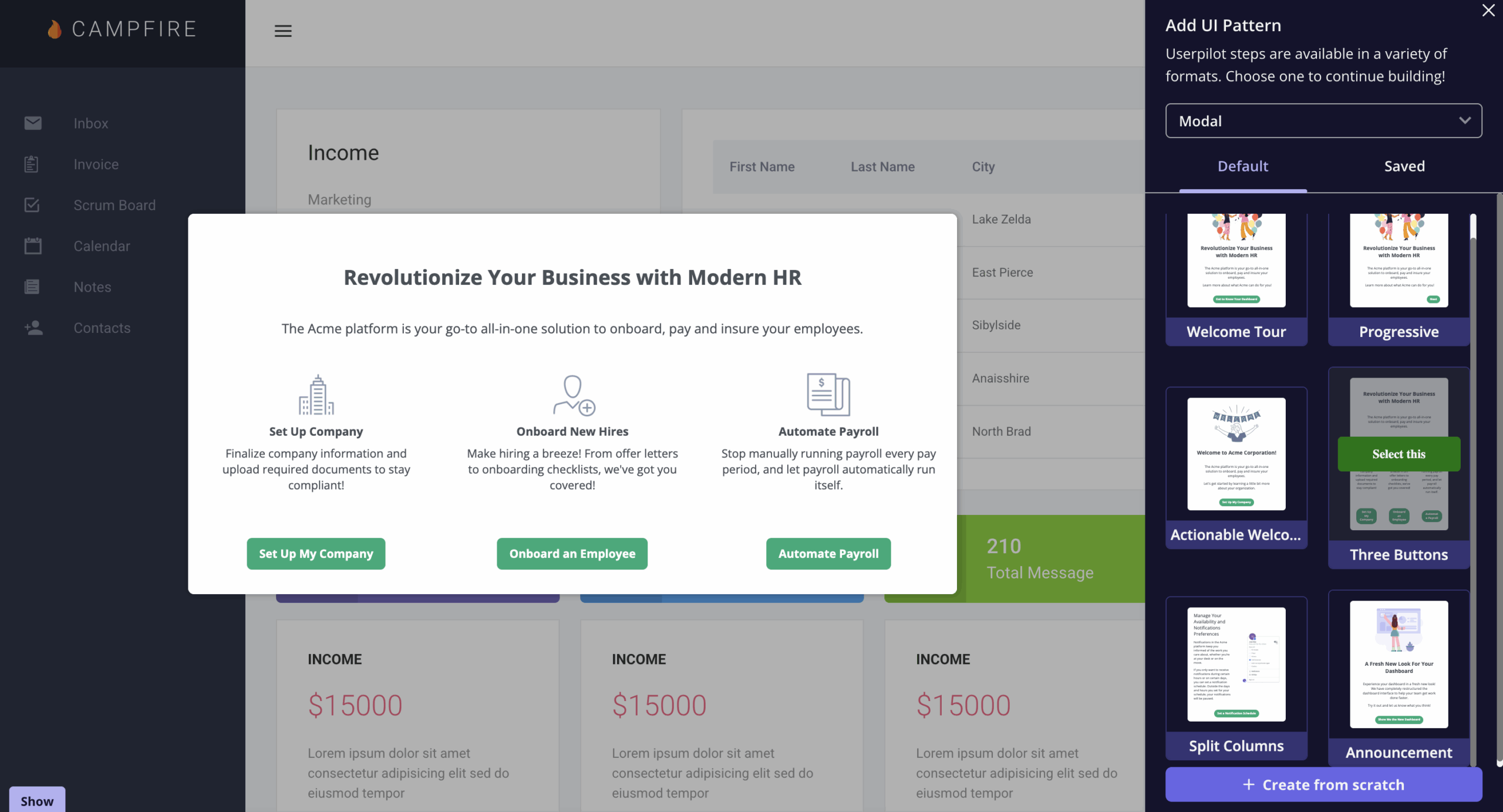 branched interactive walkthrough userpilot