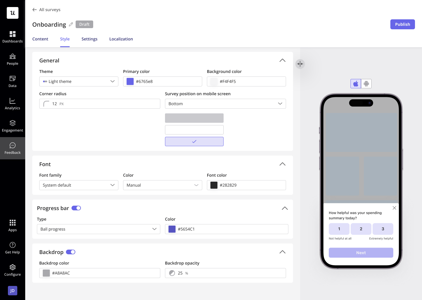 mobile survey userpilot
