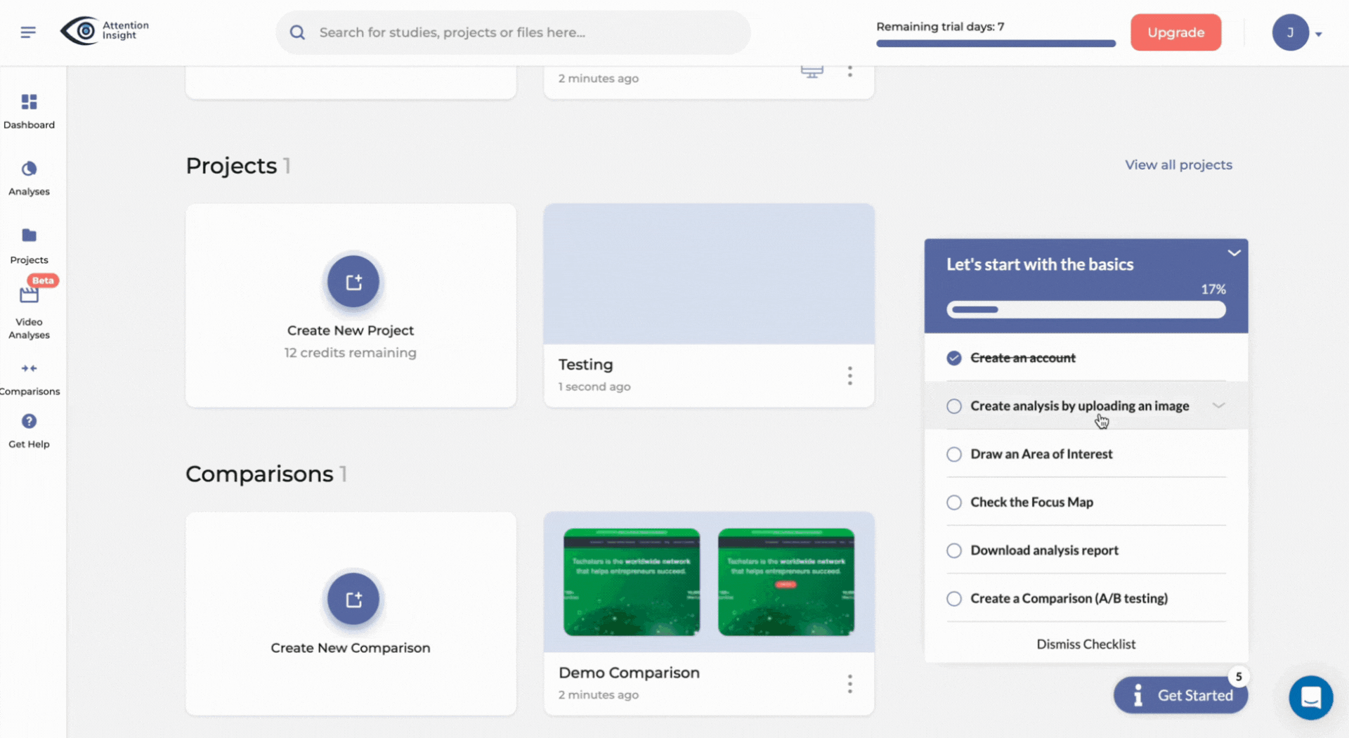 Attention Insight walkthrough created using Userpilot