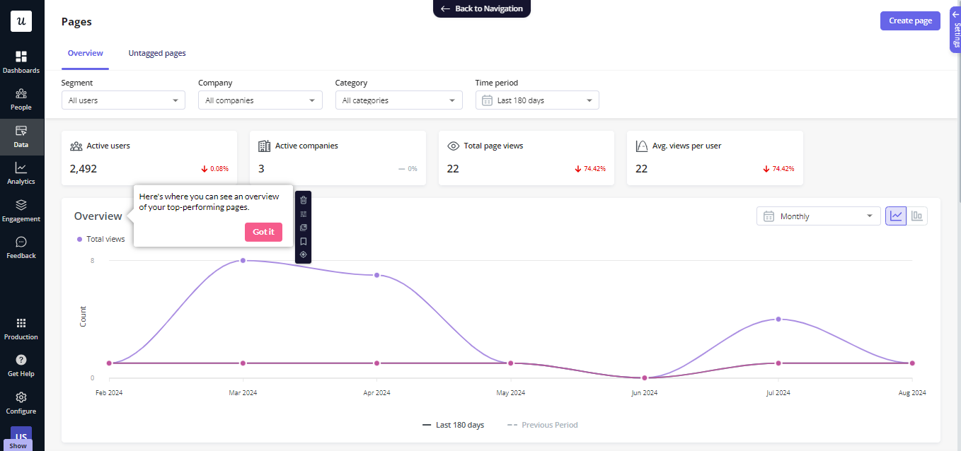 Userpilot tooltip offering in-app guidance 