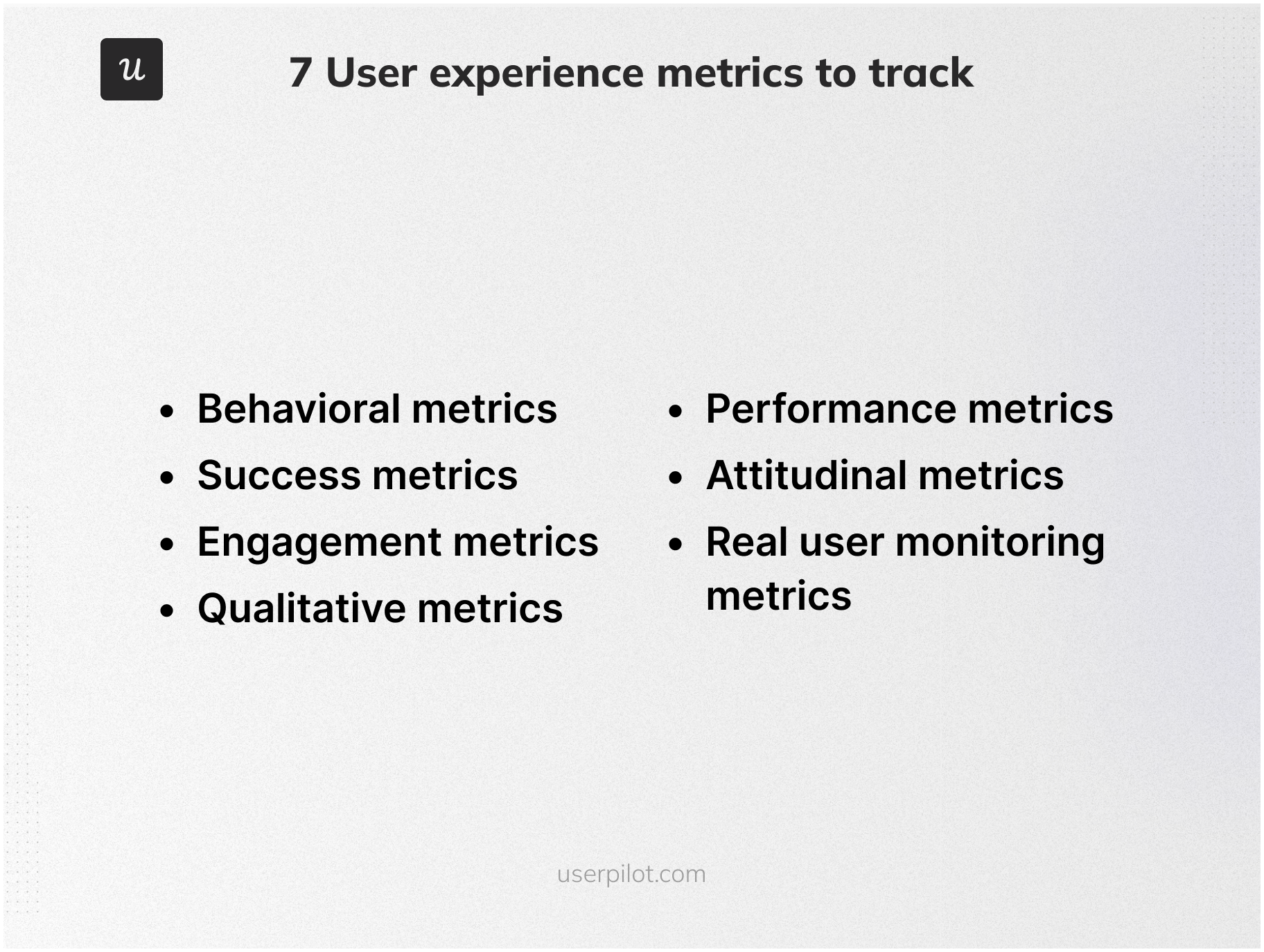 User experience metrics.