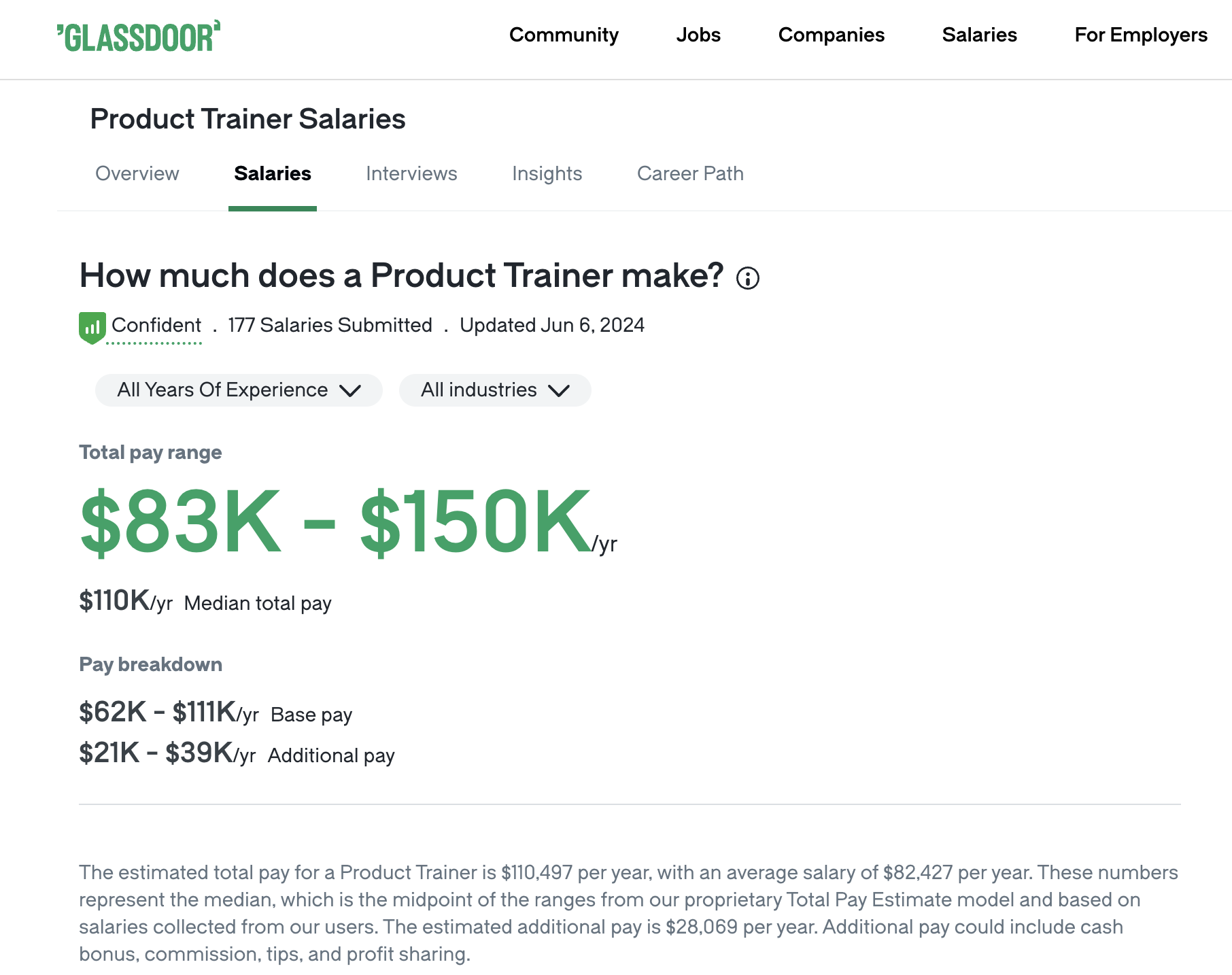  product trainer salary