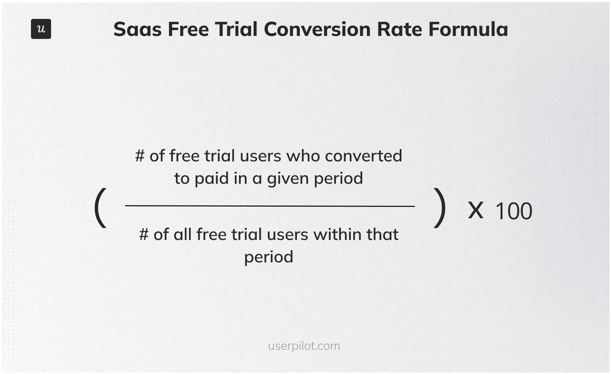 Free trial-to-paid conversion rate formula.