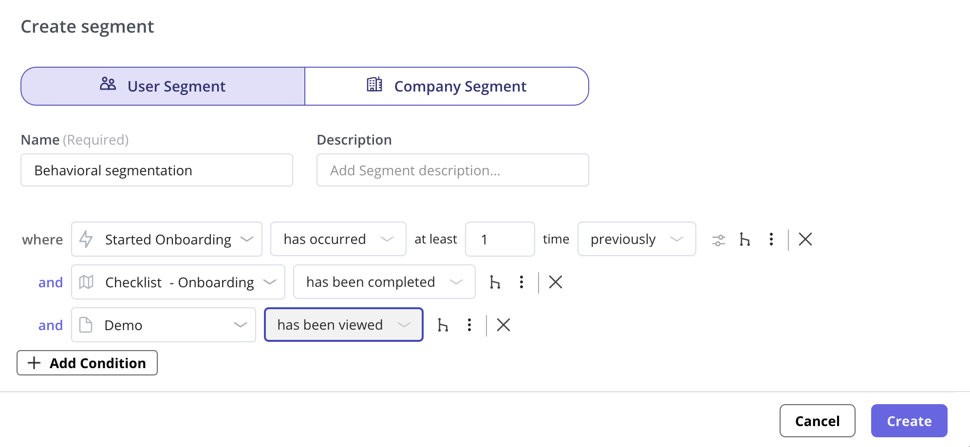 User behavioral segmentation in Userpilot