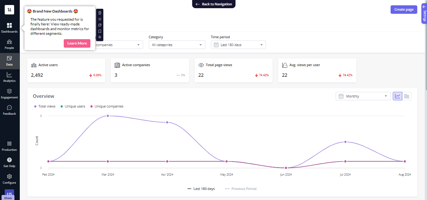 Dashboard tooltip in Userpilot