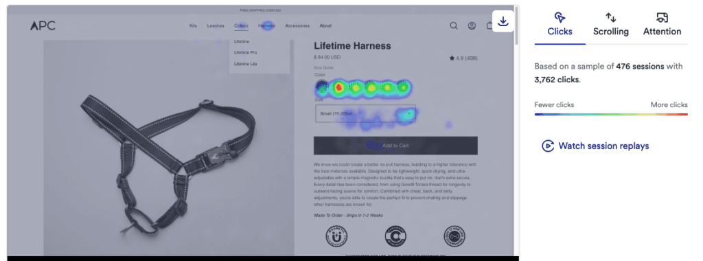 Click tracking with Hotjar’s heat maps