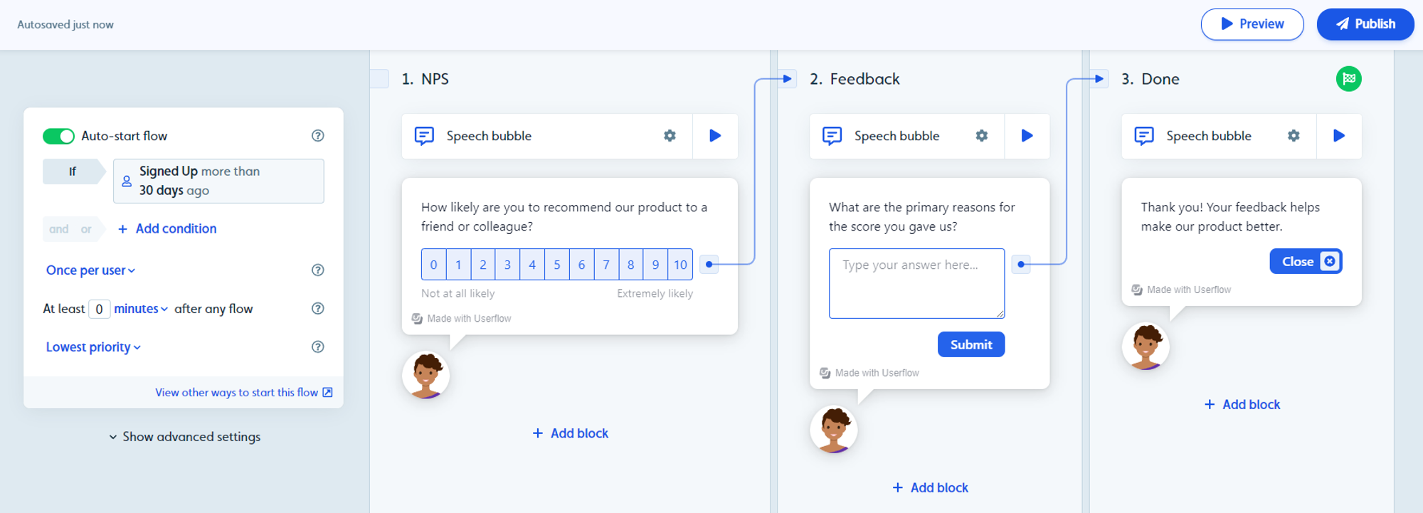 NPS surveys in Userflow