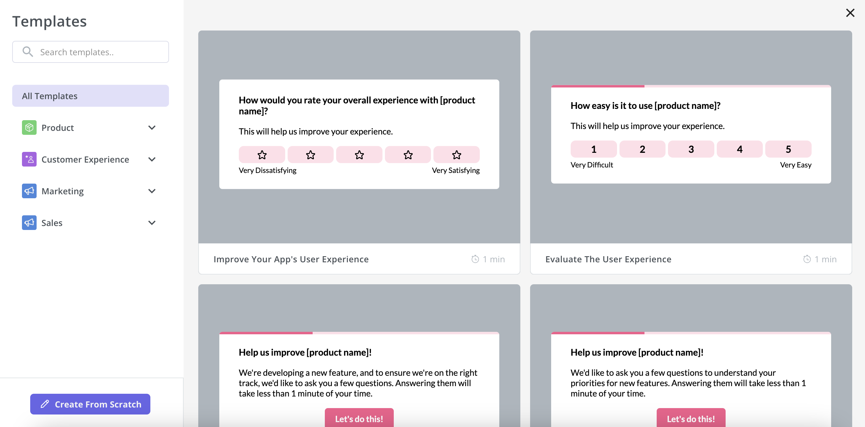 Survey templates in Userpilot